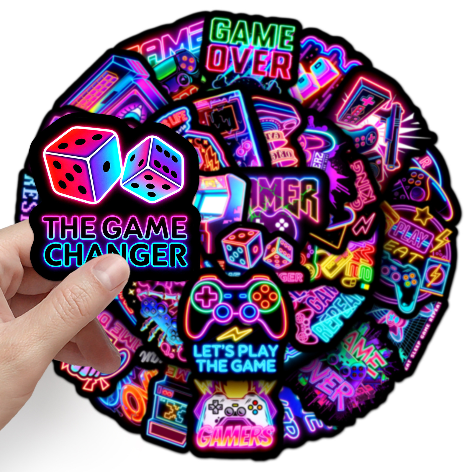 Gaming Console In Phone - 50PCS Cyberpunk Neon Gaming Stickers Waterproof