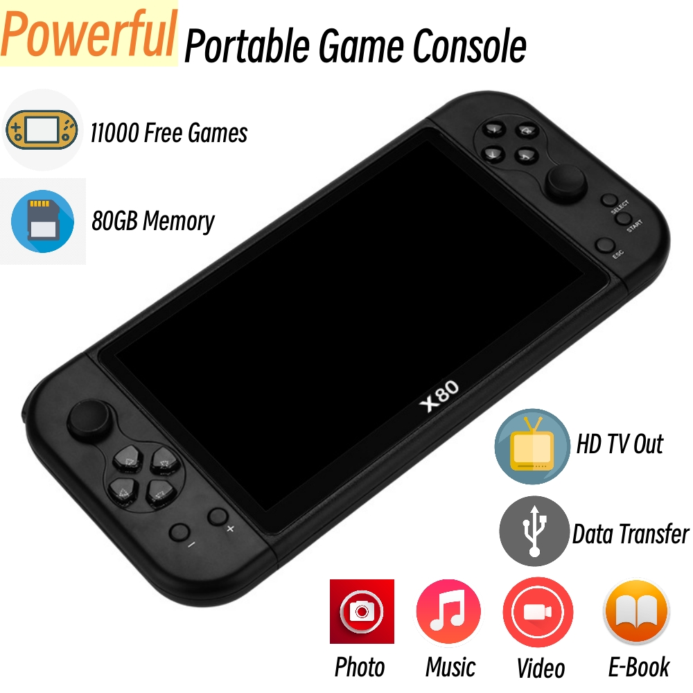 80GB Big Screen 7 Inch Handhel - Gaming Console X80 recensione e prezzo