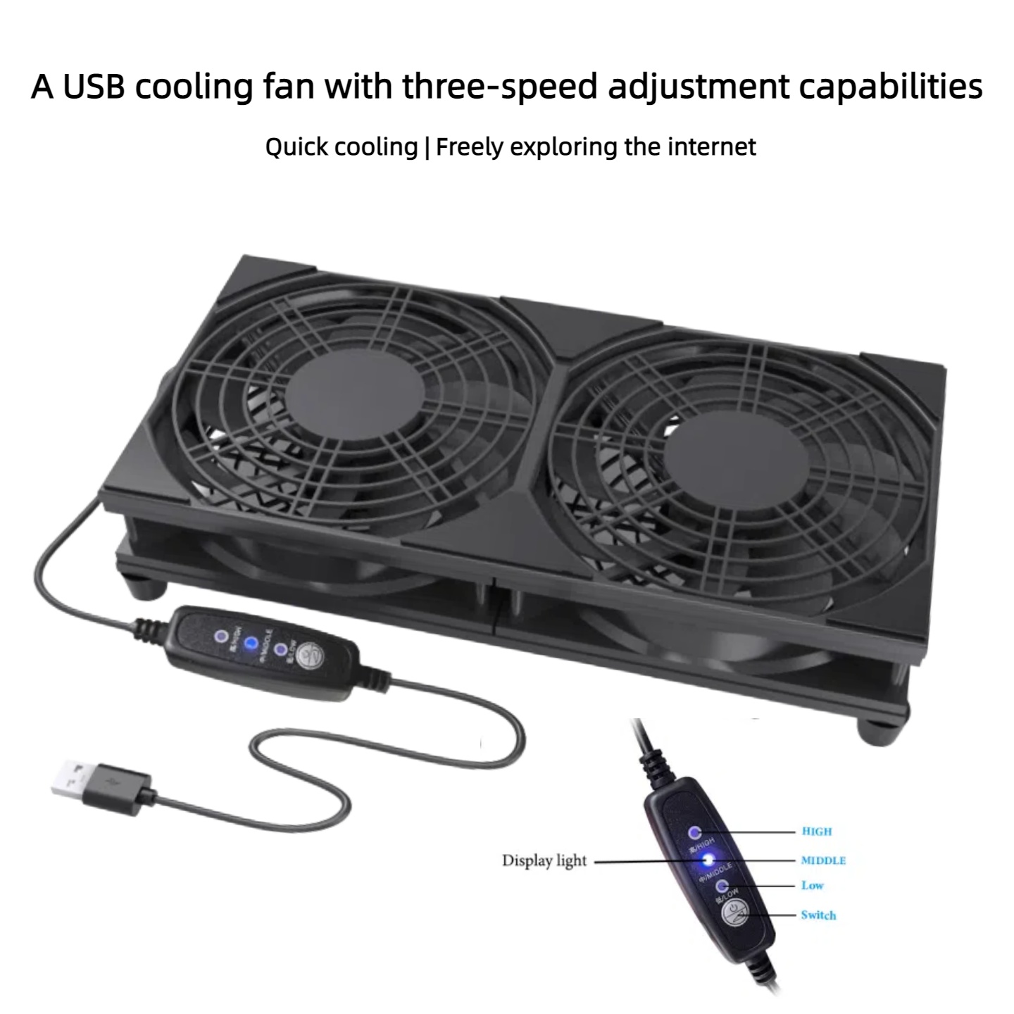 Dual USB Cooling Fan with 3-Sp - Gaming Console Setup recensione e prezzo